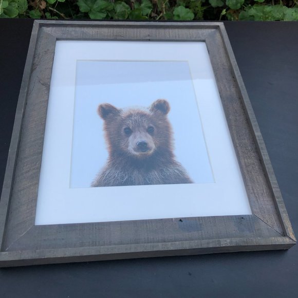 Rustic Wood Frame Bear Cub Portrait Wall Art Nursery Day Care Decor 17”x 14” - Picture 12 of 15